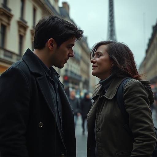 Image d'un court métrage étudiant : Une scène dramatique avec deux acteurs dans un décor parisien.