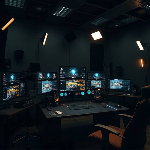 Photo d'une salle de montage équipée de stations de travail professionnelles à l'Académie Lumière Cinéma